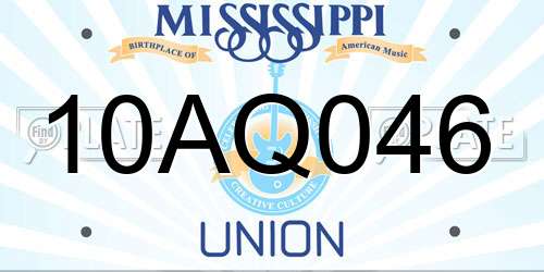 10AQ046 Mississippi License Plate