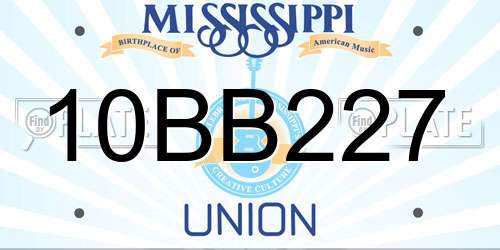 10BB227 Mississippi License Plate