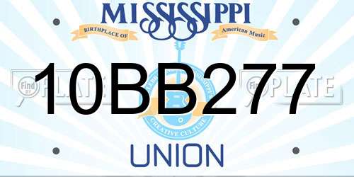 10BB277 Mississippi License Plate