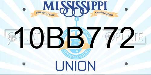 10BB772 Mississippi License Plate