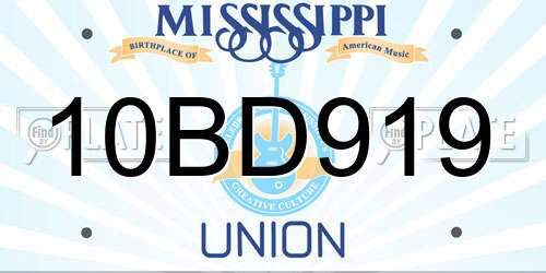 10BD919 Mississippi License Plate