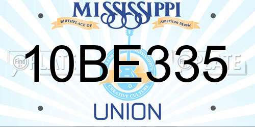10BE335 Mississippi License Plate
