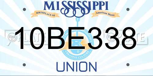 10BE338 Mississippi License Plate