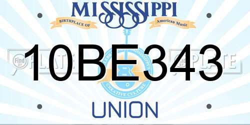 10BE343 Mississippi License Plate