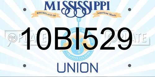 10BI529 Mississippi License Plate