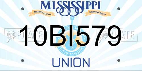 10BI579 Mississippi License Plate