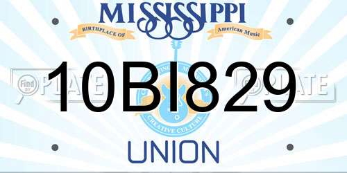 10BI829 Mississippi License Plate