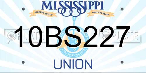 10BS227 Mississippi License Plate