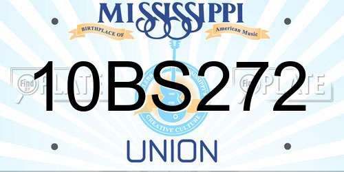 10BS272 Mississippi License Plate