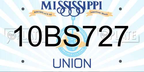 10BS727 Mississippi License Plate