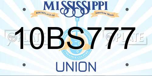 10BS777 Mississippi License Plate