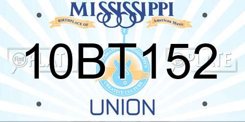 10BT152 Mississippi License Plate