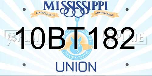 10BT182 Mississippi License Plate