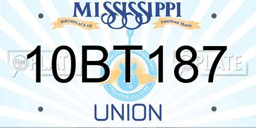 10BT187 Mississippi License Plate