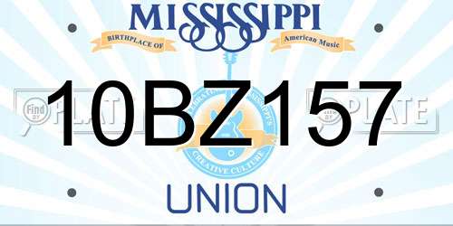 10BZ157 Mississippi License Plate