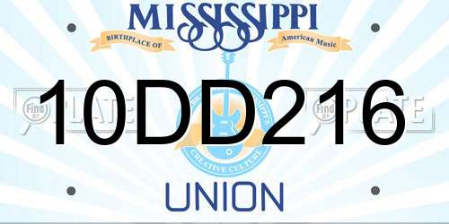 10DD216 Mississippi License Plate