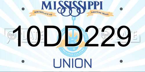 10DD229 Mississippi License Plate