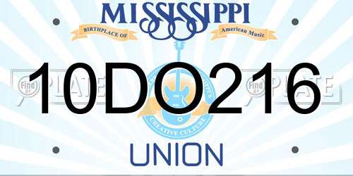 10DO216 Mississippi License Plate