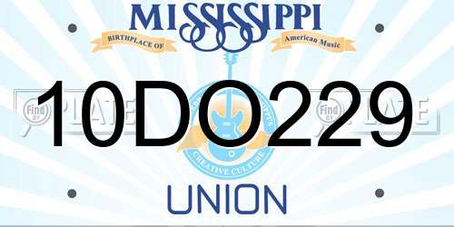 10DO229 Mississippi License Plate