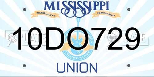 10DO729 Mississippi License Plate