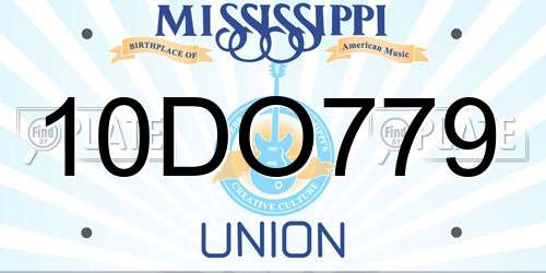 10DO779 Mississippi License Plate