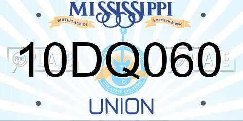 10DQ060 Mississippi License Plate