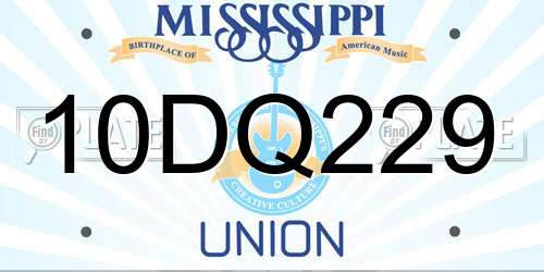 10DQ229 Mississippi License Plate