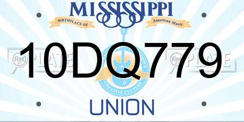 10DQ779 Mississippi License Plate