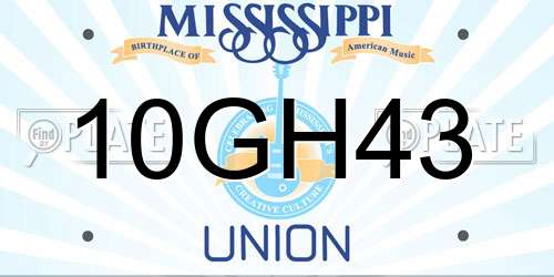 10GH43 Mississippi License Plate