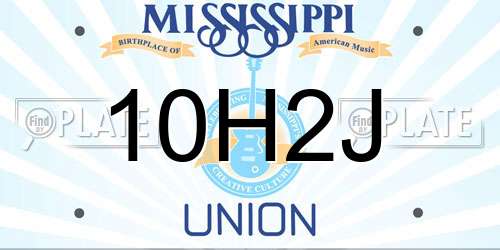 10H2J Mississippi License Plate