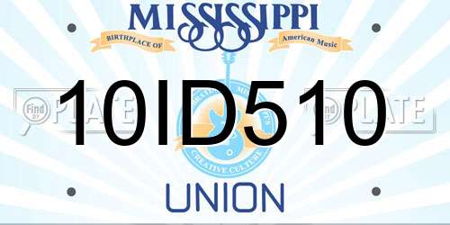10ID510 Mississippi License Plate
