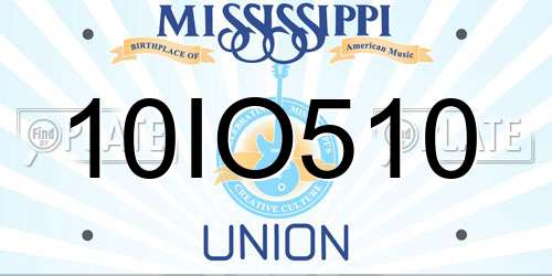 10IO510 Mississippi License Plate