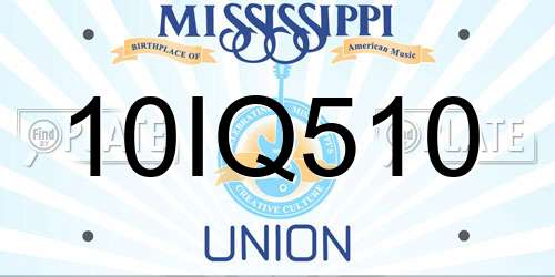 10IQ510 Mississippi License Plate