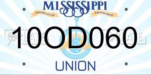 10OD060 Mississippi License Plate