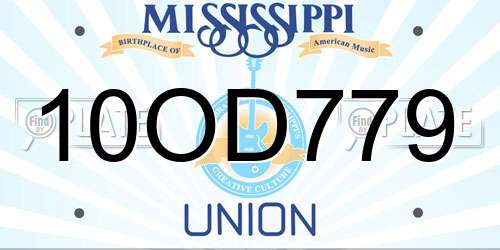 10OD779 Mississippi License Plate