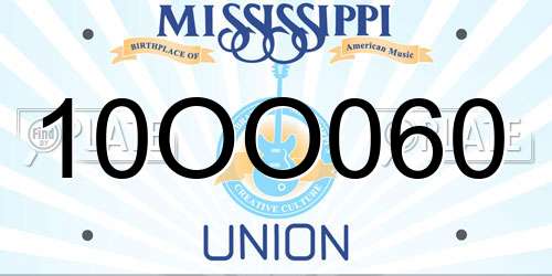 10OO060 Mississippi License Plate