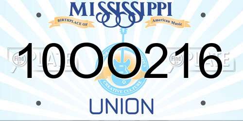 10OO216 Mississippi License Plate