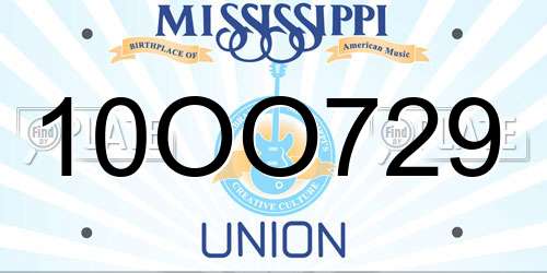 10OO729 Mississippi License Plate