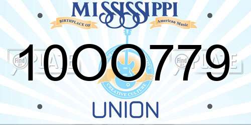10OO779 Mississippi License Plate