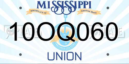 10OQ060 Mississippi License Plate