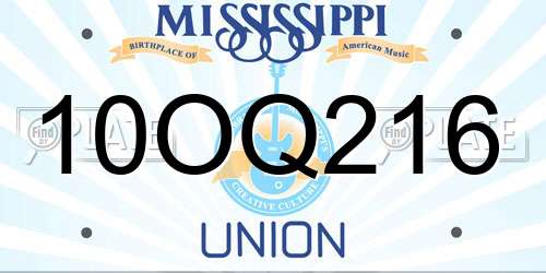 10OQ216 Mississippi License Plate