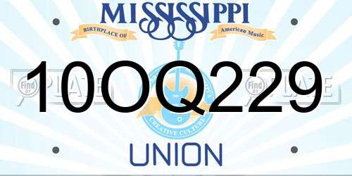 10OQ229 Mississippi License Plate