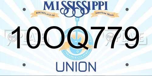 10OQ779 Mississippi License Plate