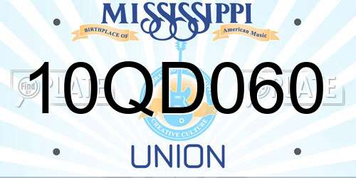10QD060 Mississippi License Plate