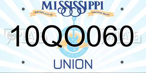 10QO060 Mississippi License Plate