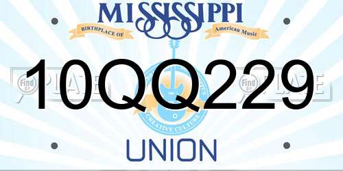 10QQ229 Mississippi License Plate