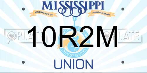 10R2M Mississippi License Plate