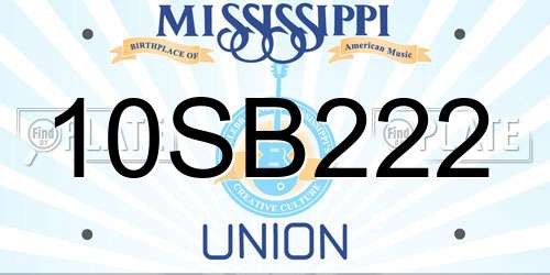 10SB222 Mississippi License Plate