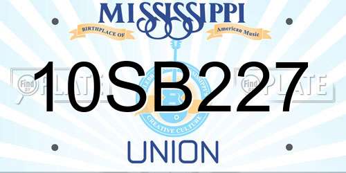 10SB227 Mississippi License Plate