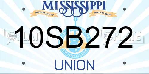 10SB272 Mississippi License Plate